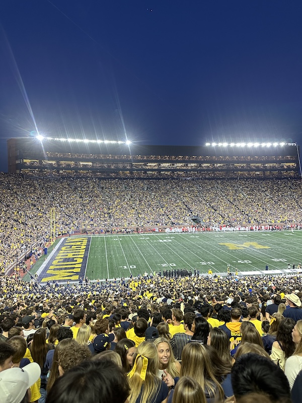 Michigan Stadium packed with fans during a home football game