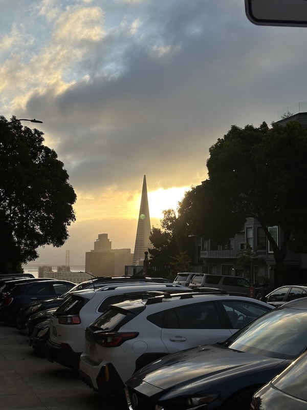 San Francisco's Transamerica Pyramid at sunset